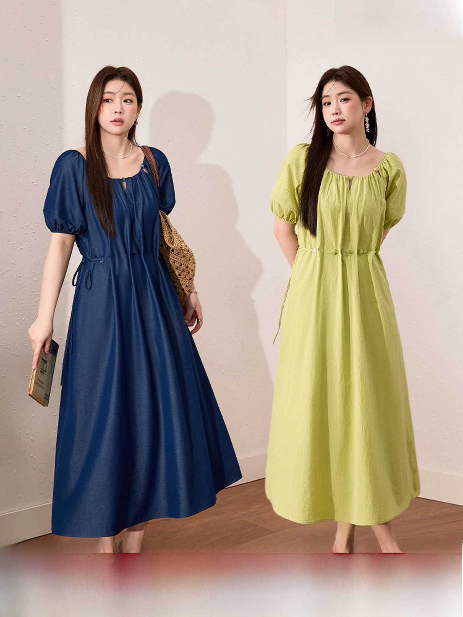 

Bohemian Style plus Size Women's Dress Multi-Color A-Line Summer Drawstring Slimming Elegant Skirt by Blue Language