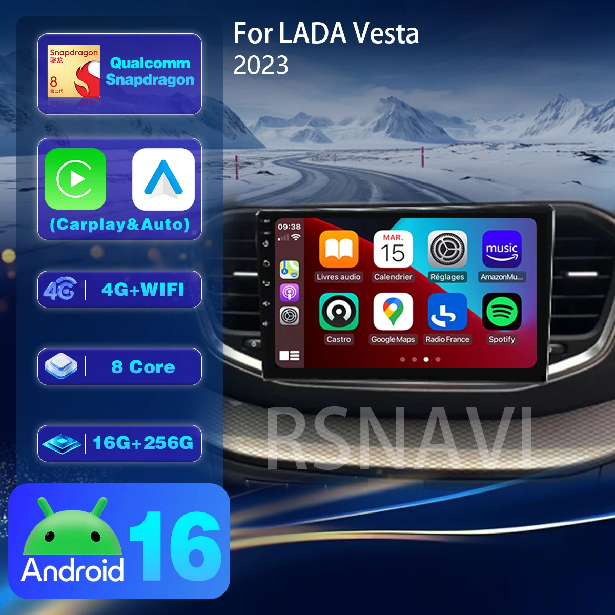 Radio para Auto Android 16 Plug and Play para LADA Vesta 2023, Reproductor Carplay 2DIN, Unidad Principal Multimedia con Navegación, Envío en 24 horas