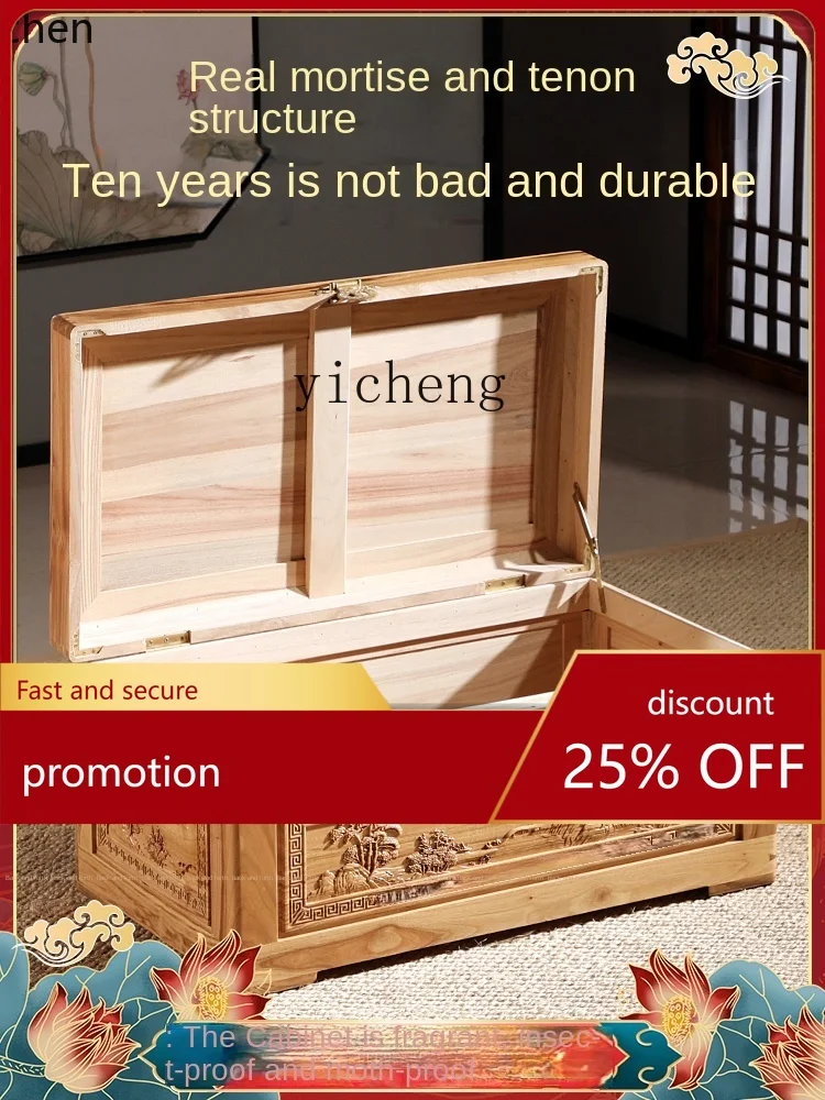 

YFY Camphor Wood Box Rectangular with Lock Full Camphorwood Vintage Rosewood Box