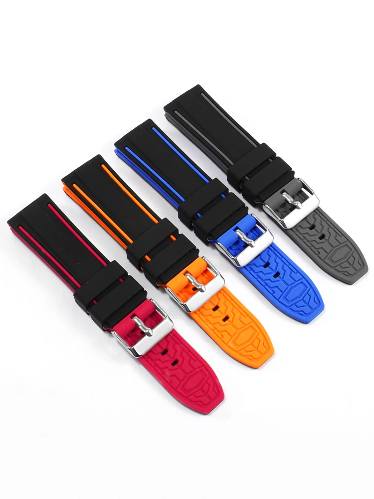 For Meidou Rudder Orange Rudder Navigator M005 Black Silicone Watch Strap Men\'s Omega Joint Name Swatch Universal Watchband