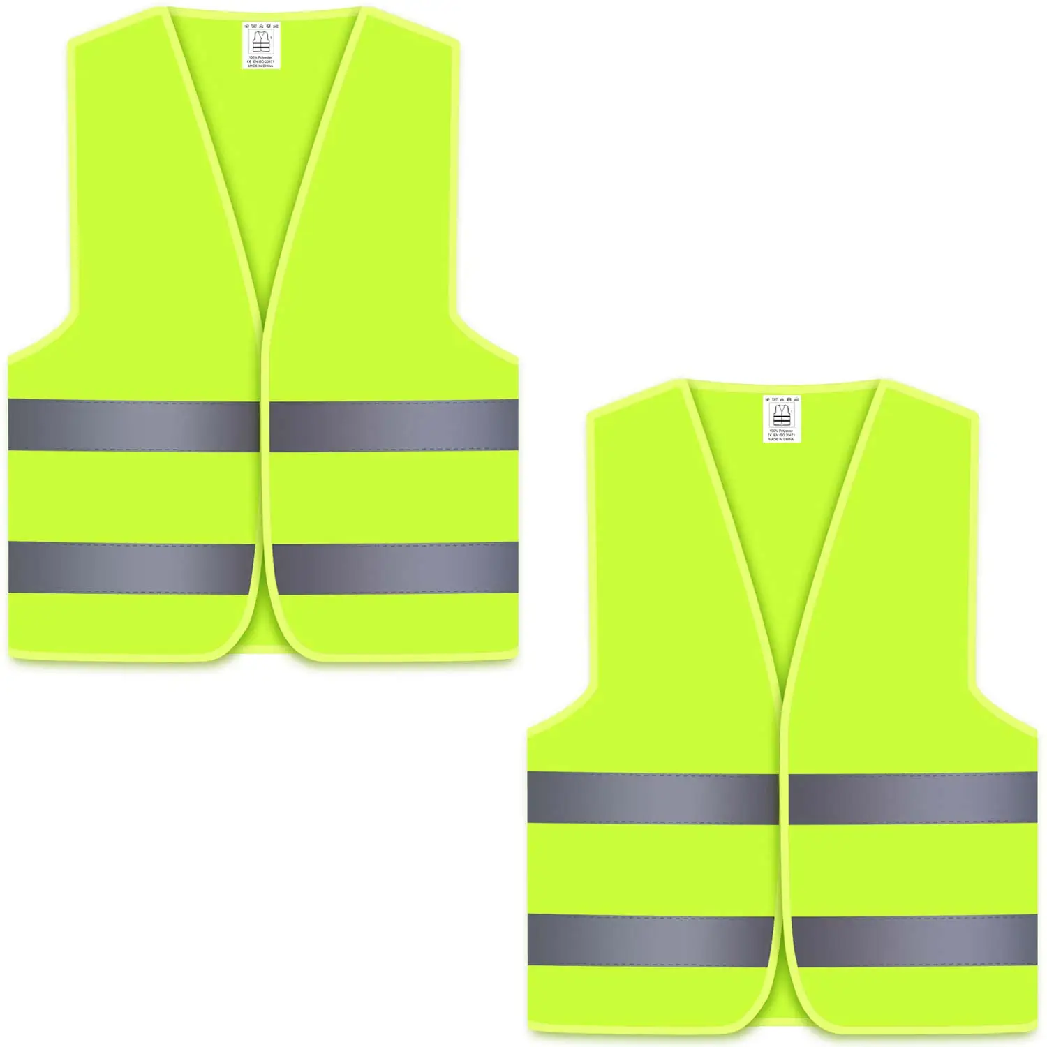 2 Packs Hi Vis Reflective Vest, High Visibility Safety Vests for Men, Women, Neon Yellow/Green Color