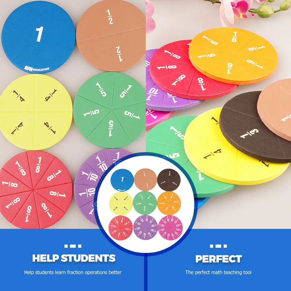 2Sets Math Fraction Circles Eva Material Antiscratch Lightweight Number Trays Cognitive Learning Tools School Home