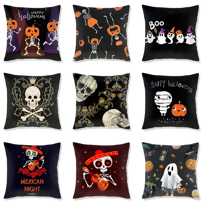 

Halloween Pillowcase Skeleton Pumpkin Pillow Covers Decorative Bed Sofa Living Room Decoration Pillows Case Decor Home 45x45 cm