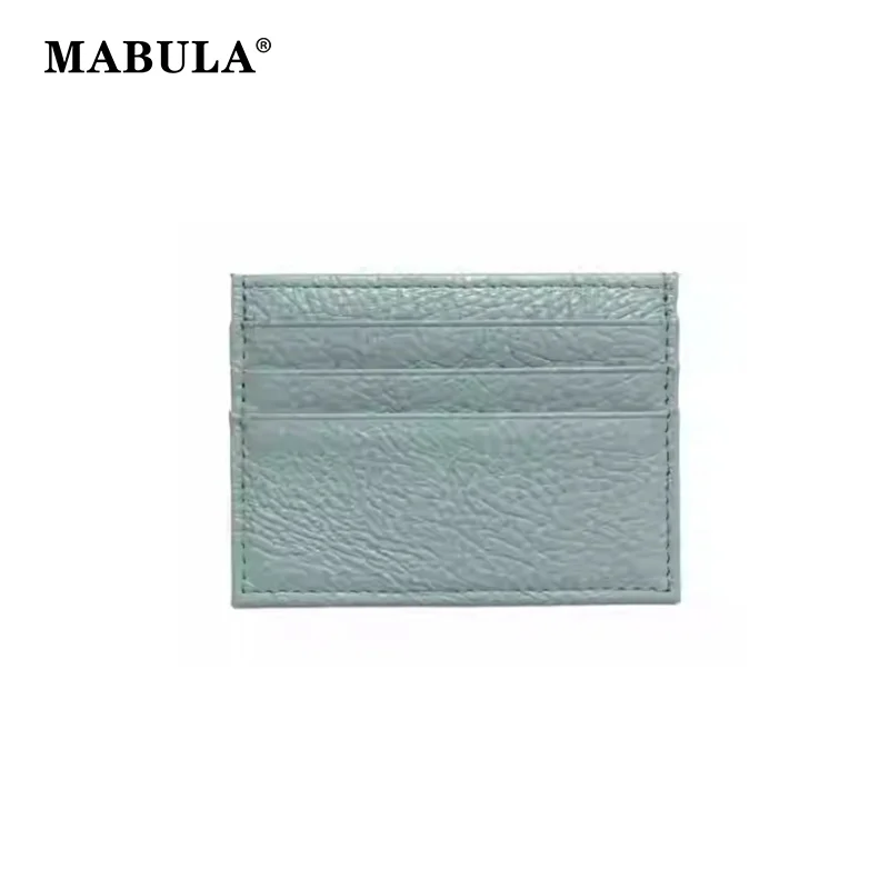 

MABULA Genuine Leather ID Card Holder Candy Color Bank Credit Card Box Multi Slot Slim Card Case Women Men Business Card Cover