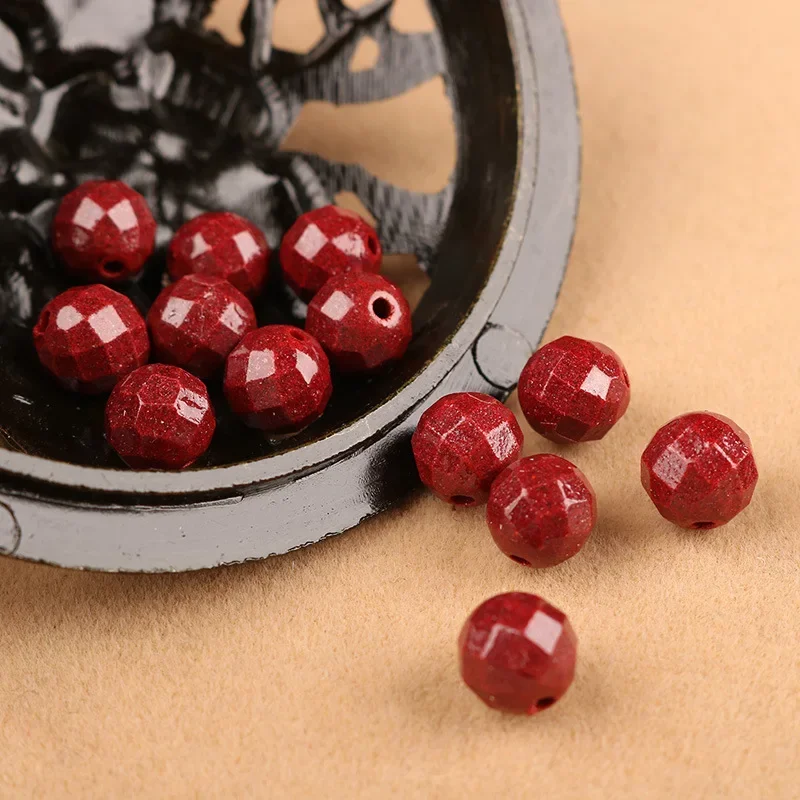 Raw Ore Cinnabar Loose Beads High Content Purple Gold Sand Round Bead Bracelet DIY Bead Material Accessories Jewelry Crystals