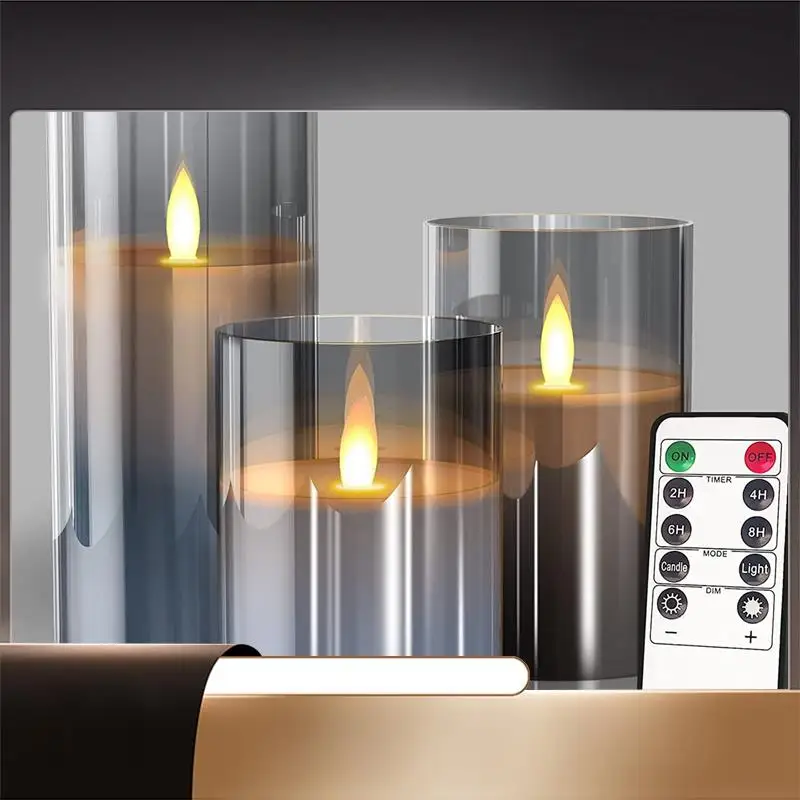 

Plastic Cover One-Piece Simulation Wedding Bar Decoration Birthday Remote Control LED Electronic Candle Light Easy Install Set C