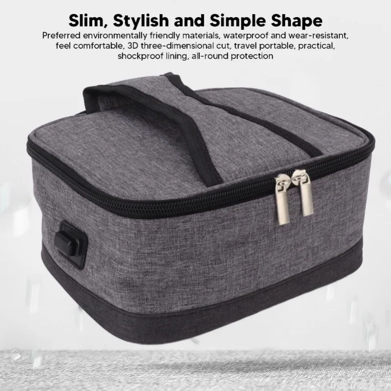 Bolsa aislante de calefacción USB, contenedor de alimentos con calefacción eléctrica portátil, bolsa calefactora de temperatura constante para exteriores, gris claro