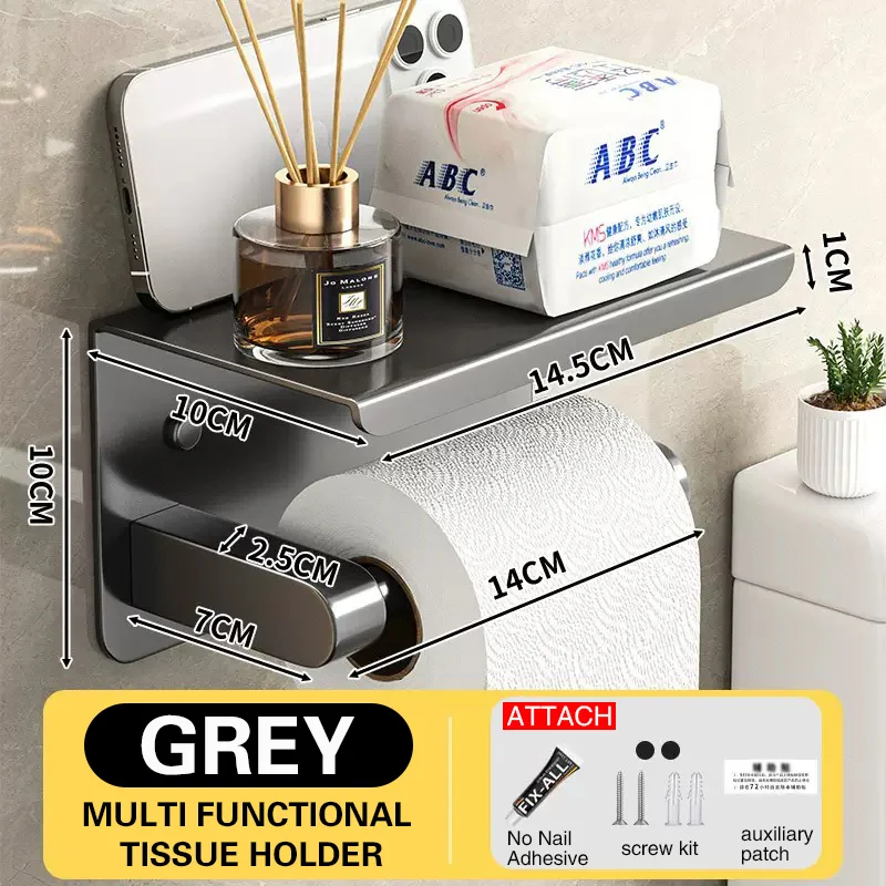 2 Colors Available Toilet Paper Holder Wall Mount Bathroom Tissue Roll Storage Rack Household Restroom Paper Holder