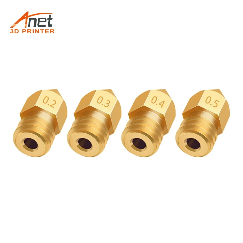 

5PCS New MK8 Brass Nozzle Extruder Head For A8 A8Plus Ender 3 CR10 3D Printer Update nozzles 0.2/0.3/0.4/0.5/0.6/0.8/1.0mm