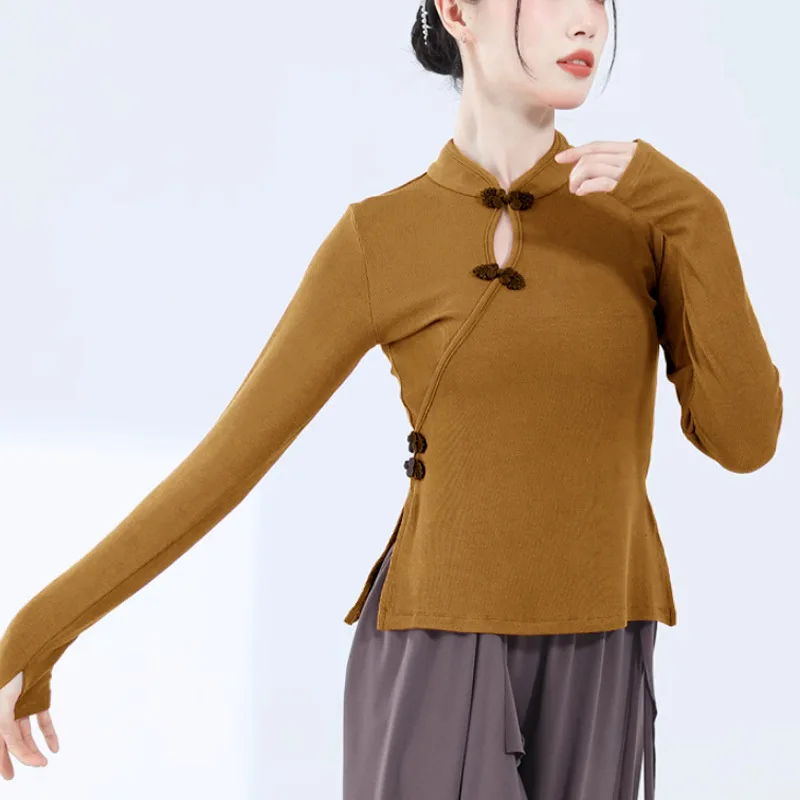 Ubrania do ćwiczeń tańca klasycznego, topy cheongsam, cienka nowoczesna odzież, chińskie ubrania do treningu ciała, odzież damska 2025