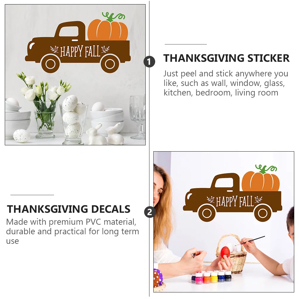 

2Pcs Thanksgiving Wall Sticker PVC Decorative Autumn Glass Door Window Stickers Fall Party Decals Home Decor Thanksgiving Decals