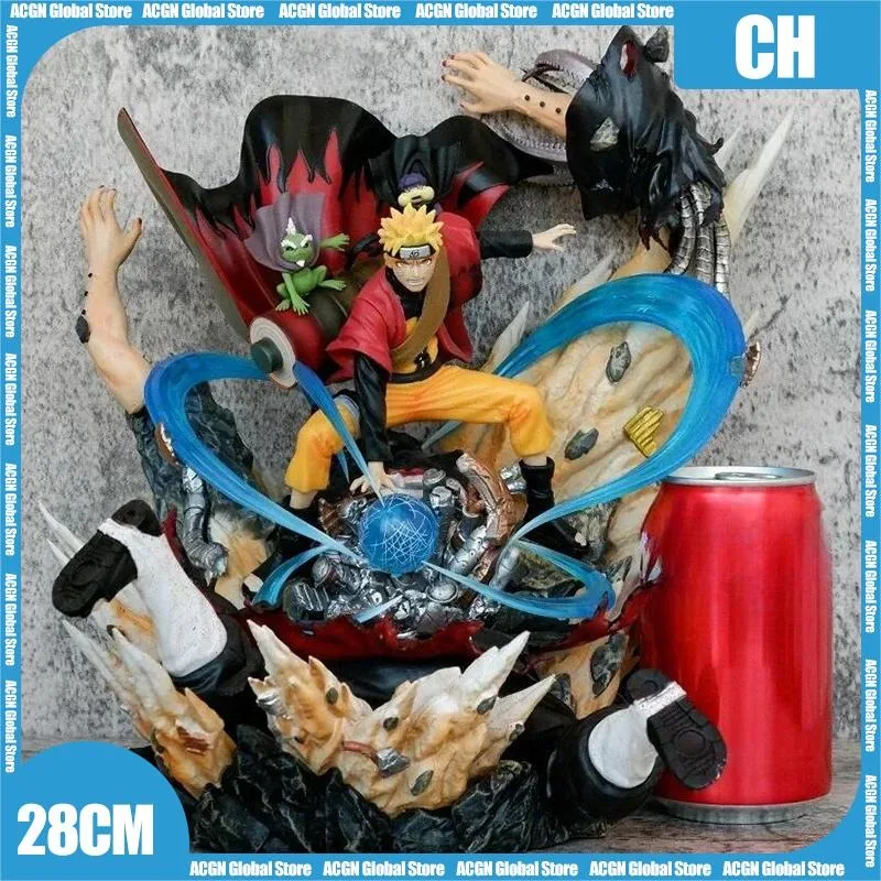 28cm NARUTO Anime Figure Uzumaki Naruto Action Figures Characters Can Emit Light Model Desktop Collection Ornaments Gifts Toys