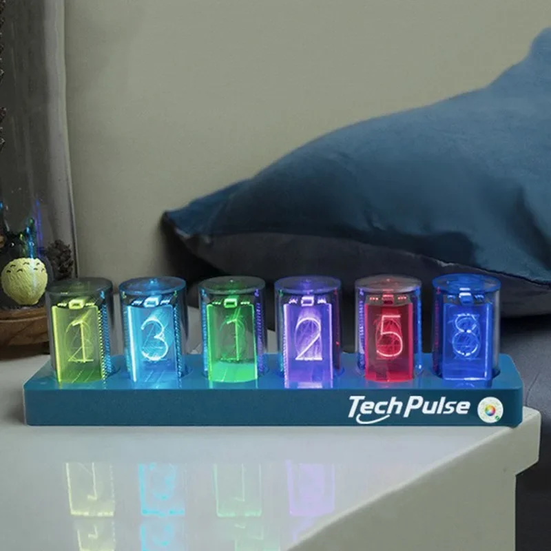 Настольные часы Nixie Tube с LED-дисплеем, эстетичные бесшумные часы с вакуумными трубками, декоративные роскошные настольные часы