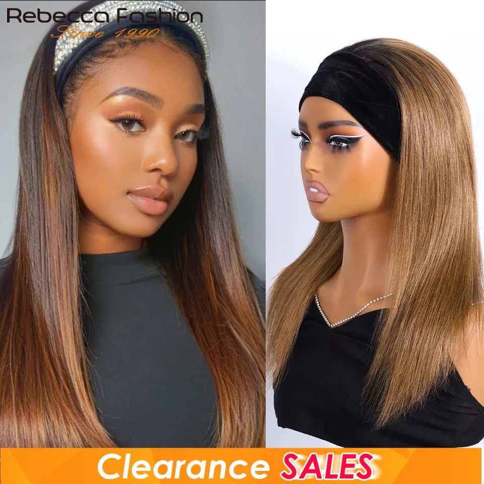 

Распродажа Ombre Коричневый полупарик Bone Прямые парики из натуральных волос для женщин Бразильские волосы Remy Полный машинный парик с повязкой на голову