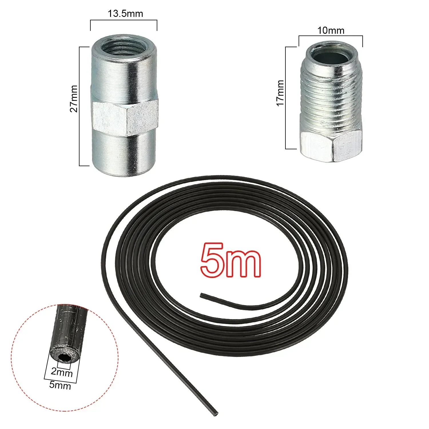 자동차 브레이크 라인, 자동 롤 튜브 코일, 브레이크 파이프, 20 너트, 10 커넥터 키트, 5m, 3/16 인치, 4.75mm, 2 개