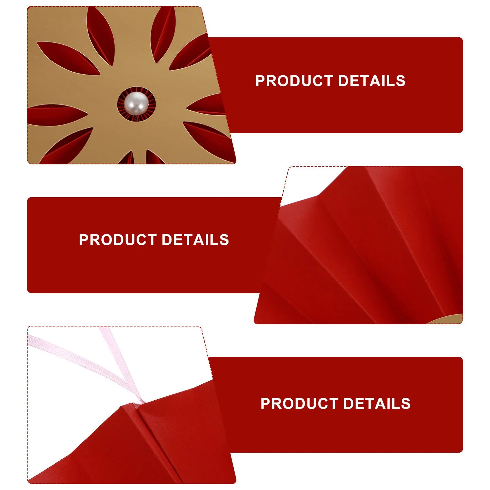 

6Pcs Red Paper Fan Flower Wedding Decoration Set Chinese Style Hanging Ornament Party Home Decor Supplies Fan Flower