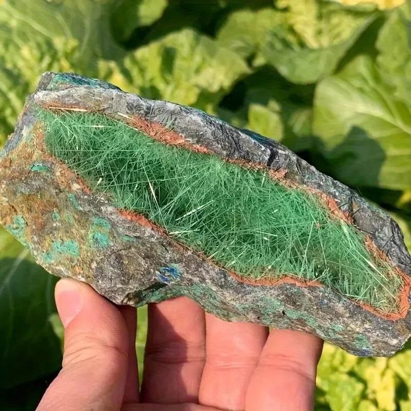 

1pc Stunning Azurite Copper with Green/Blue Needle Shape Stone - Loose Faux, Natural Aesthetic, Boho Style