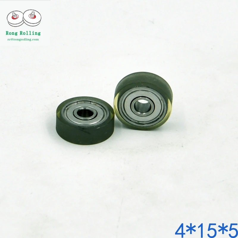 Polyurethane PU Coated Plastic Bearing bore 4mm,roller thickness 4-5mm,wheel diameter 11-18mm.Flat Equipment Roller, Flat Wheel