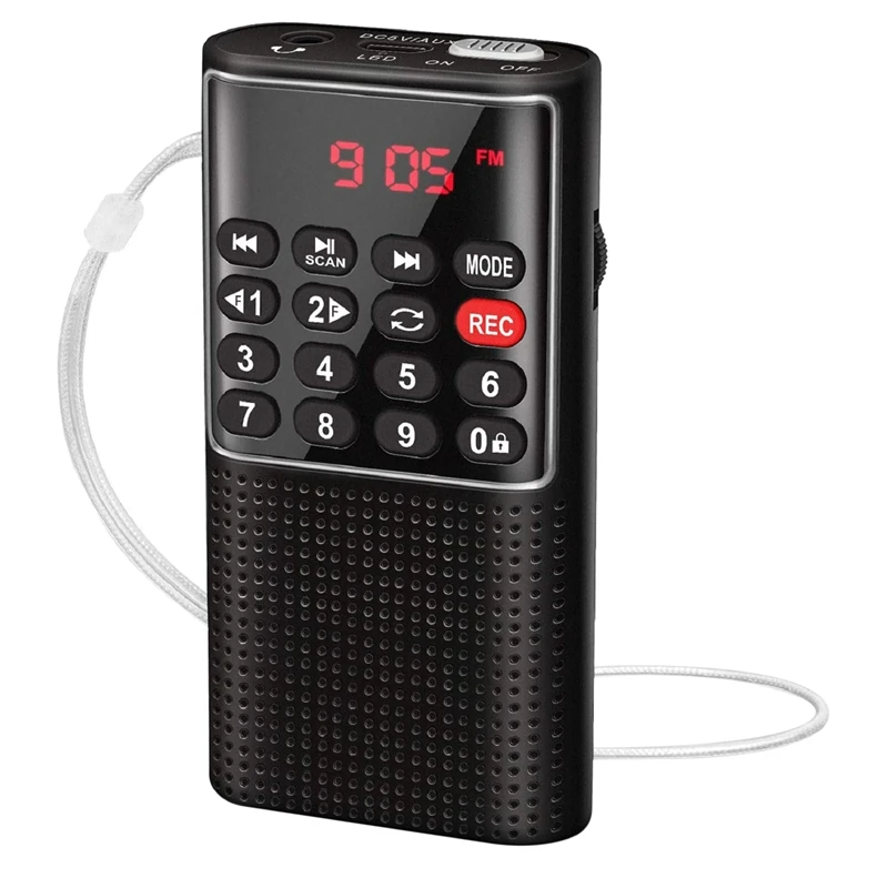 Pocket FM Walkman Radio Portable Battery Radio With Recorder, Lock Key, SD Card Player, Rechargeable Sound Recorder