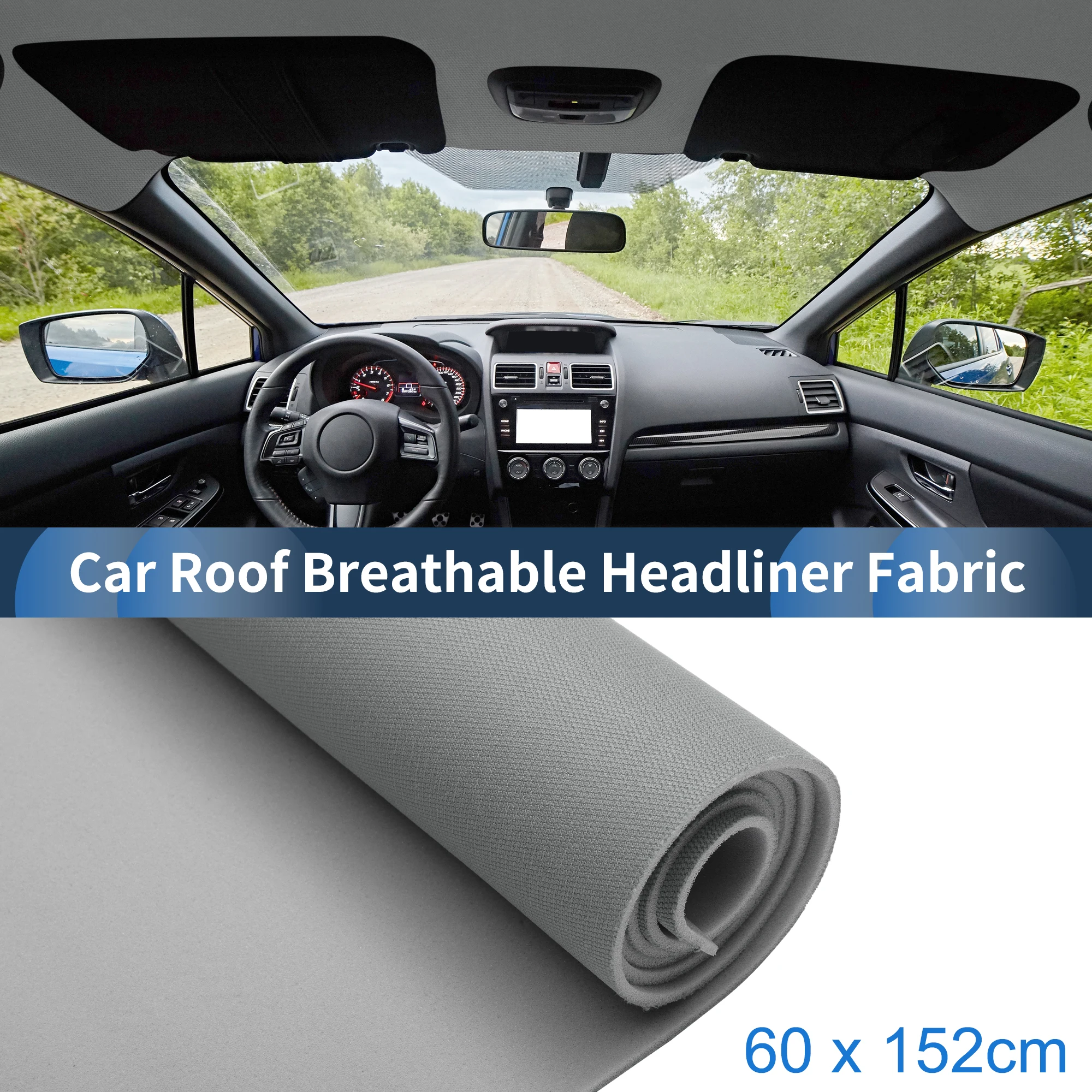 

UXCELL Mesh Fabric Headliner Fabric 243x121cm 215x121cm 200x121cm 177x121cm 162xx121cm Foam Back for Car Roof Repair Dark Gray