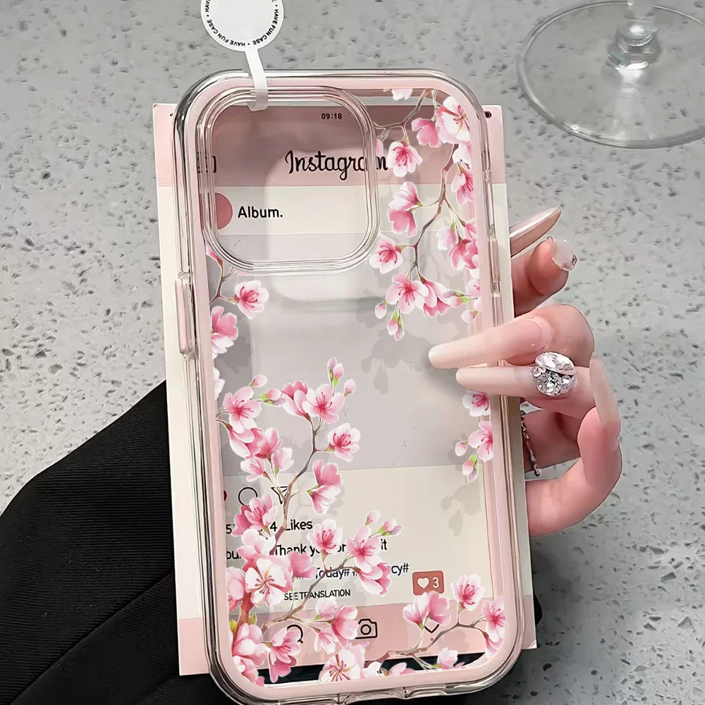 Cherry Blossoms Phone Cases For Samsung Galaxy S26 Ultra S25 S24 edge s22 s23 Plus FE A57 A54 A55 A16 A35 A36 A37 5G Clear Cover