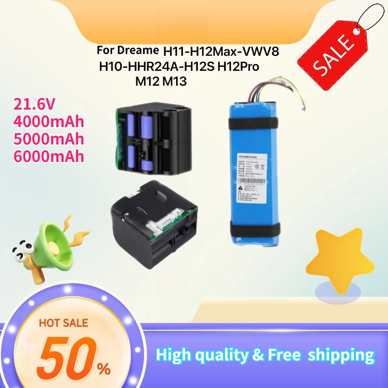 

21.6v 4000mAh/5000mAh/6000mAh Compatible with Dreame H11 H12pro M13 full series mop battery