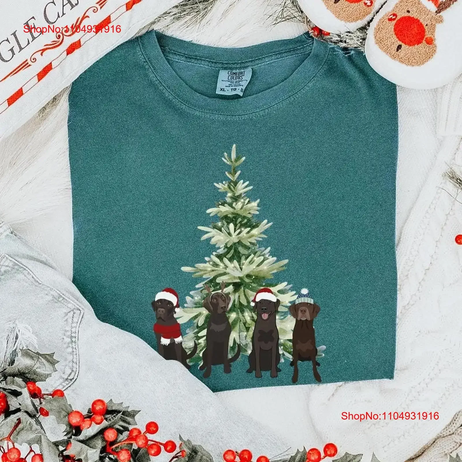 

Brown Lab Christmas T Shirt Labrador Dog Lover Womens Holiday Chocolate vintage Washed Top For Everyday Wear Slightly