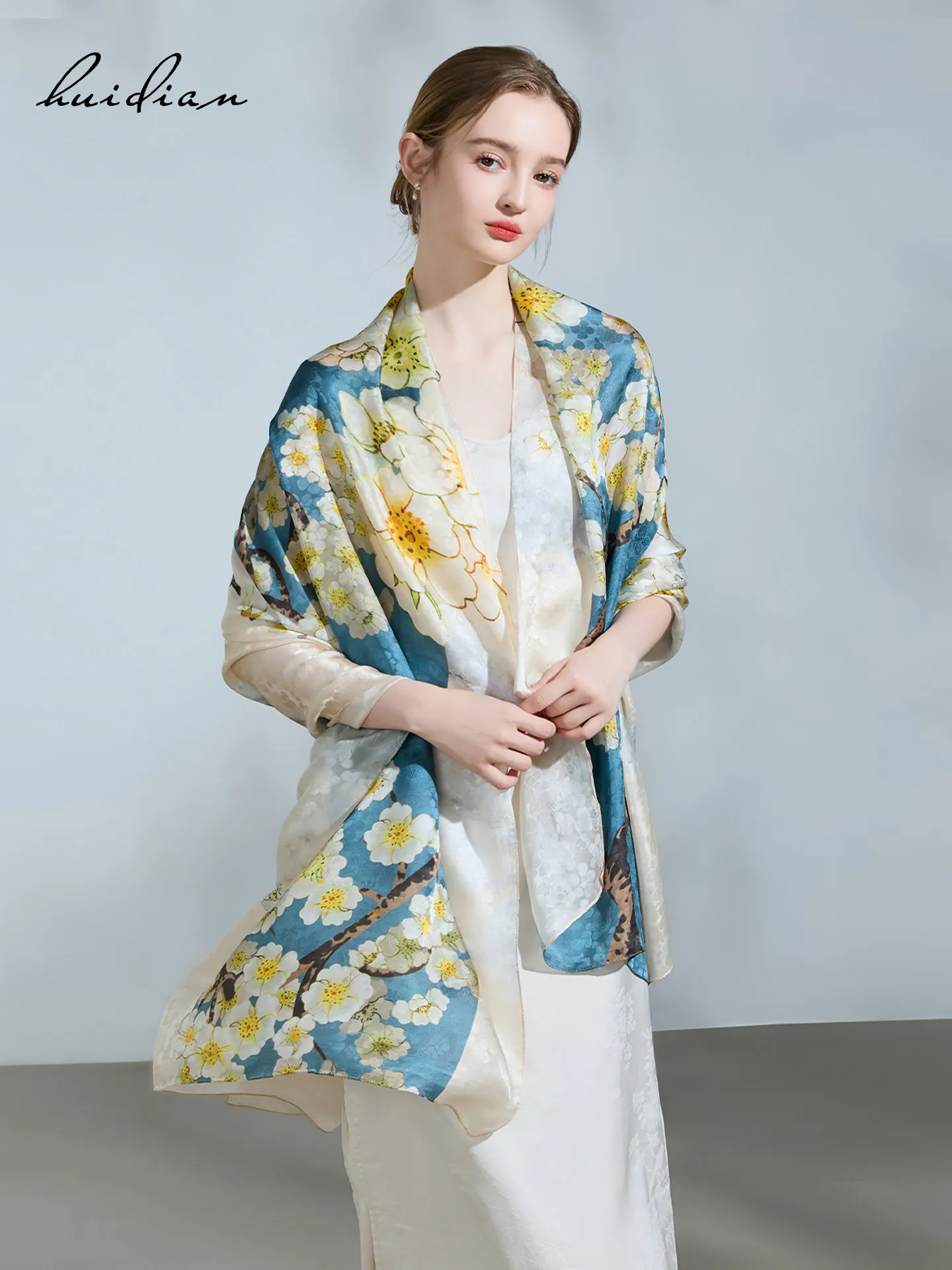 100% Mulberry Silk Scarf, Large Size National Style Shawl, Elegant Versatile Silk Wrap, Luxury Chinese Style Scarf for Women