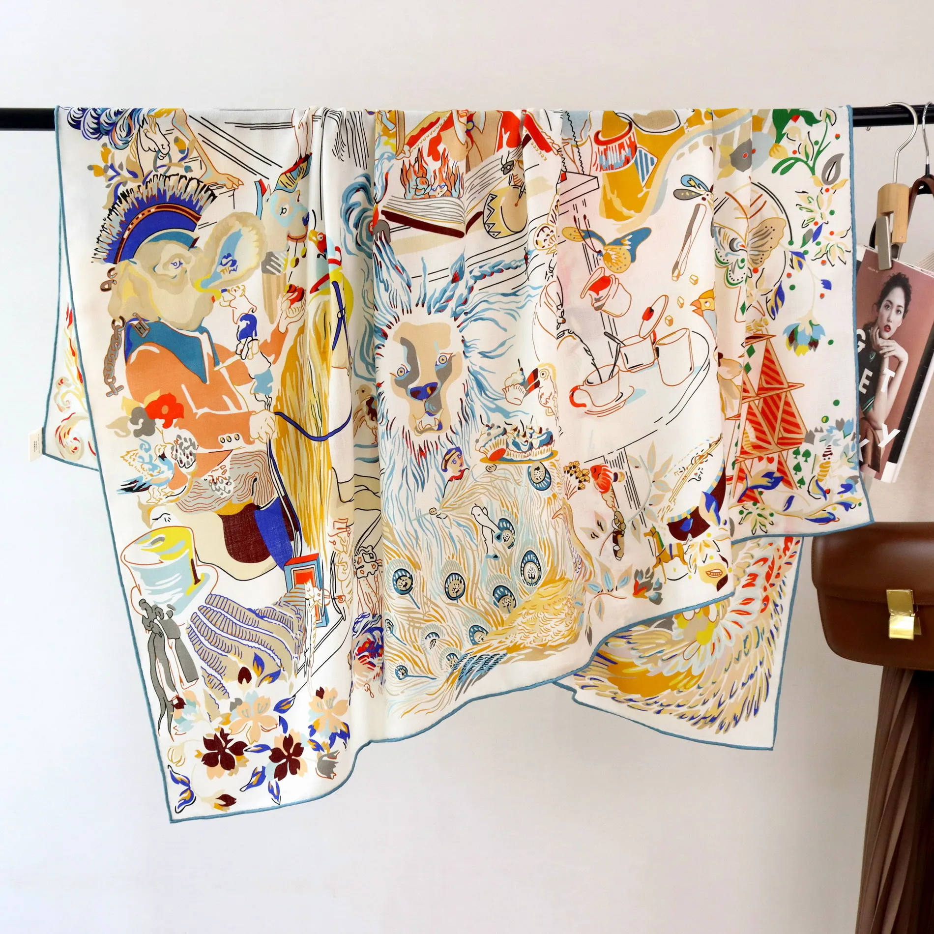 

135CM Double Faced Scarf Women Large Shawls Hand-rolled Edge Scarves Square Bandanas Silk Wool Blend Stoles Christmas Gift