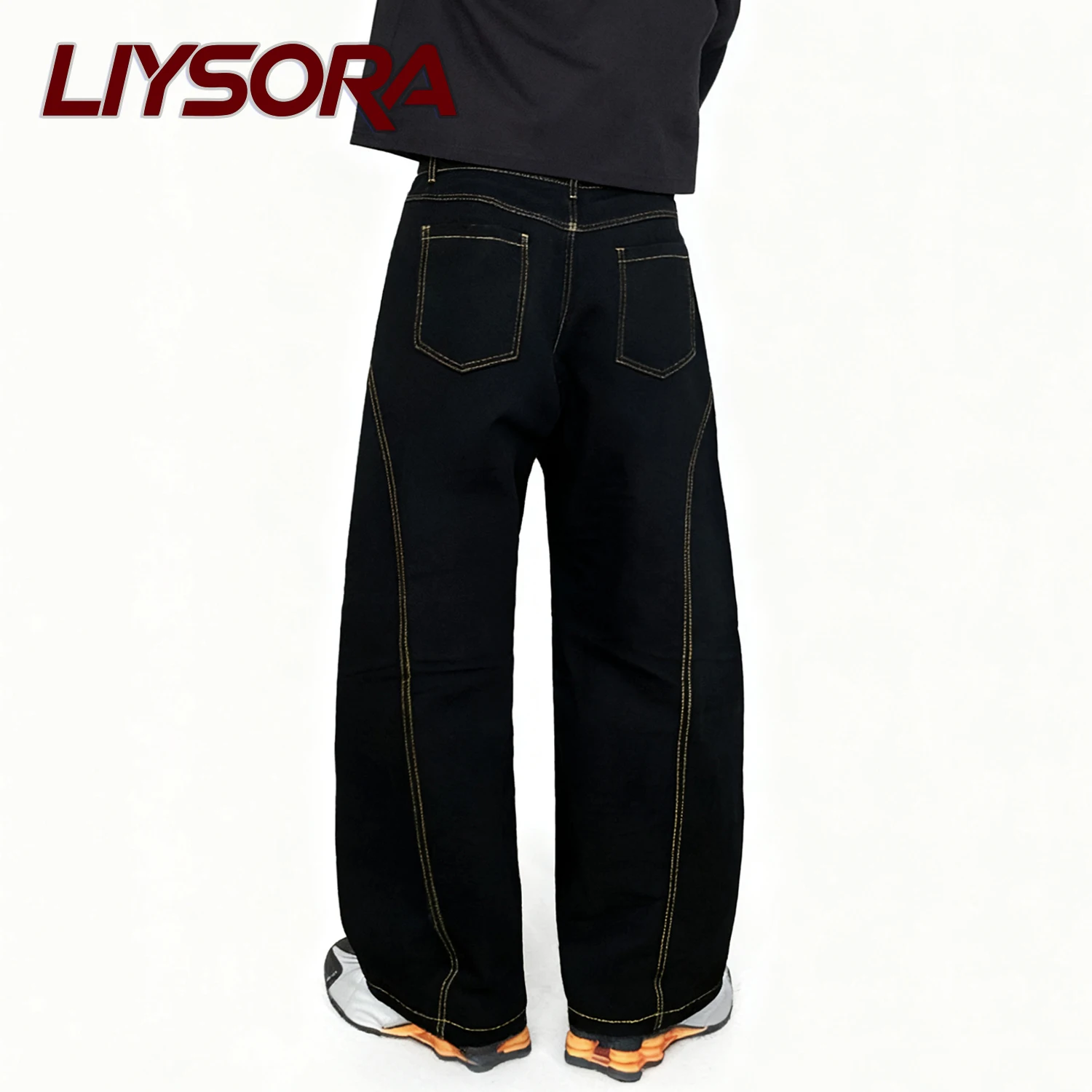 Мужские мешковатые широкие джинсы в Корейском стиле с вышивкой собаки в стиле ретро, уличные повседневные свободные джинсовые брюки унисекс с деконструкцией сращивания