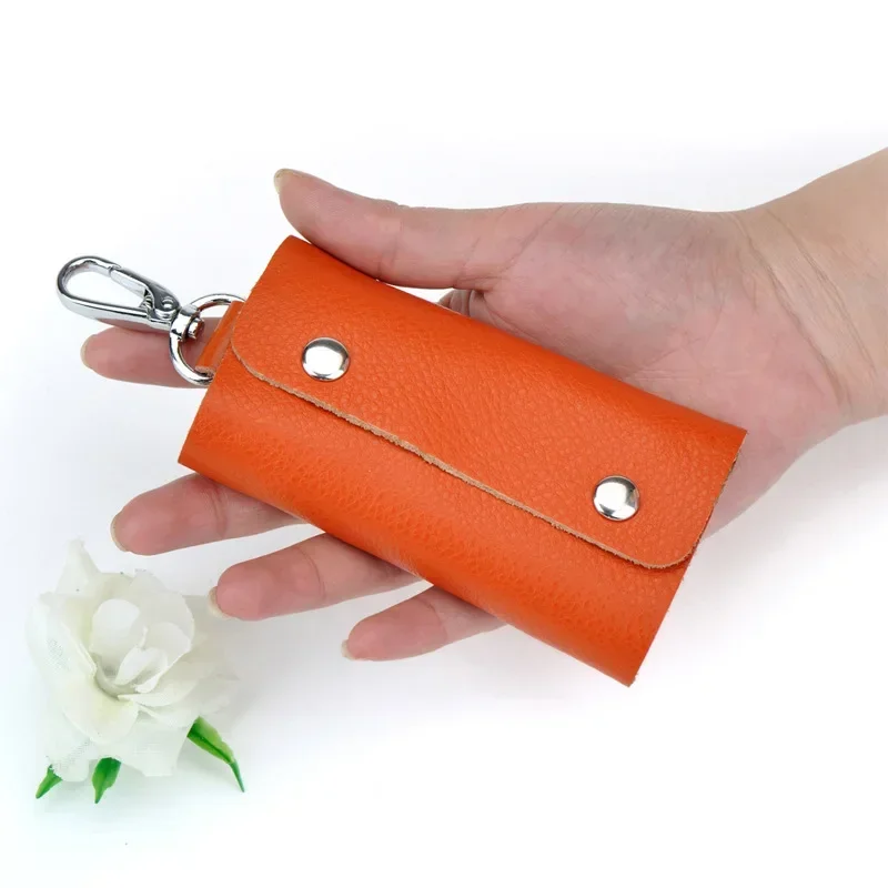 Hot Unisex Fashion Cowhide Genuine Leather Keys Holder Organizer Key Case Pouch Wallet Housekeeper
