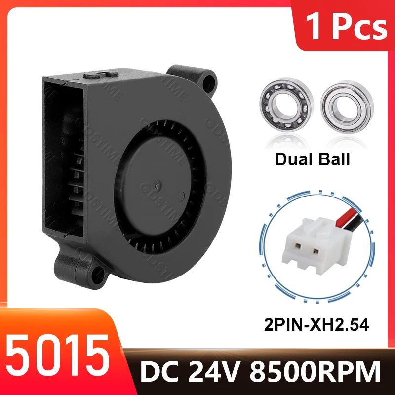 Gdstime DC 5V 12V 24V 50x50x15mm Dual Ball Cooler 2Pin Radial Fan 5015 Turbo Blower 5cm 50mm Radiator for 3D Printer Cooling