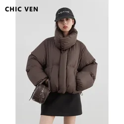 CHIC VEN Women Down Coats New 90 White Duck Down Puffs Down Jacket Female Bread Jacket Ladies Thick Warm Outerwear Winter 2024