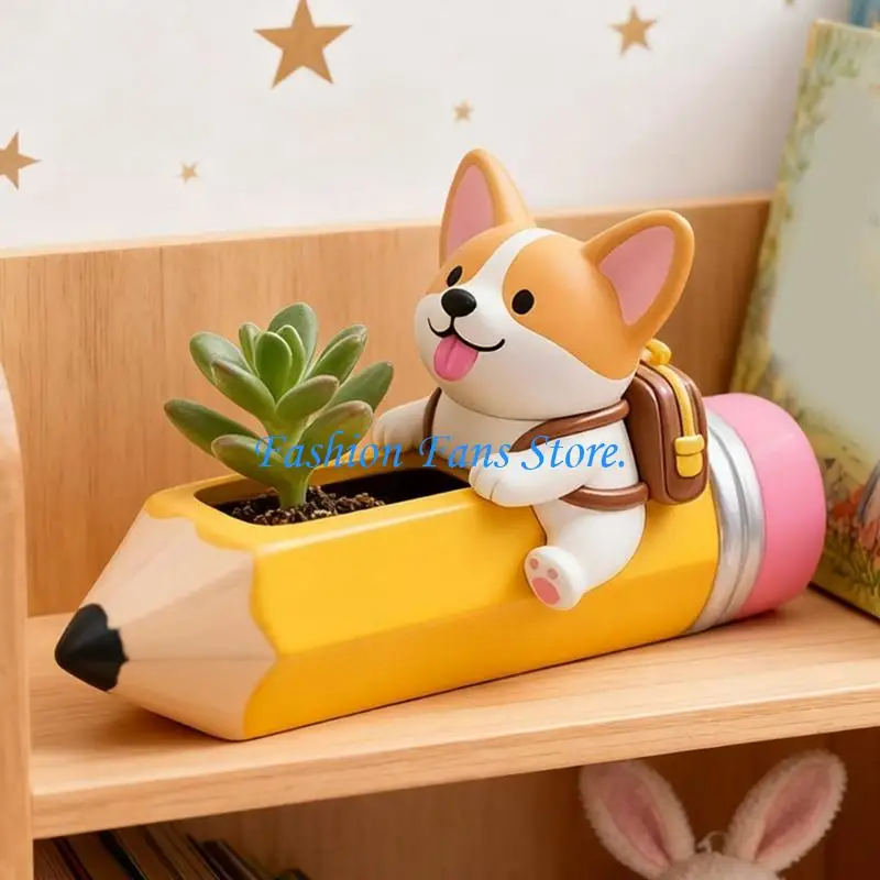 Silicone Craft Mold Playful Pencil Dog Planter Molds Suitable for Resin Casting Cement Projects and Artistic Gifts