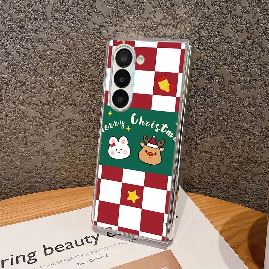 عيد الميلاد الكرتون الأرنب شفافة لينة غطاء الهاتف حقيبة لهاتف سامسونج غالاكسي ZFold5 ZFold7 ZFold4 ZFold3 ZFold6 Z أضعاف 7 6 5 4 #5