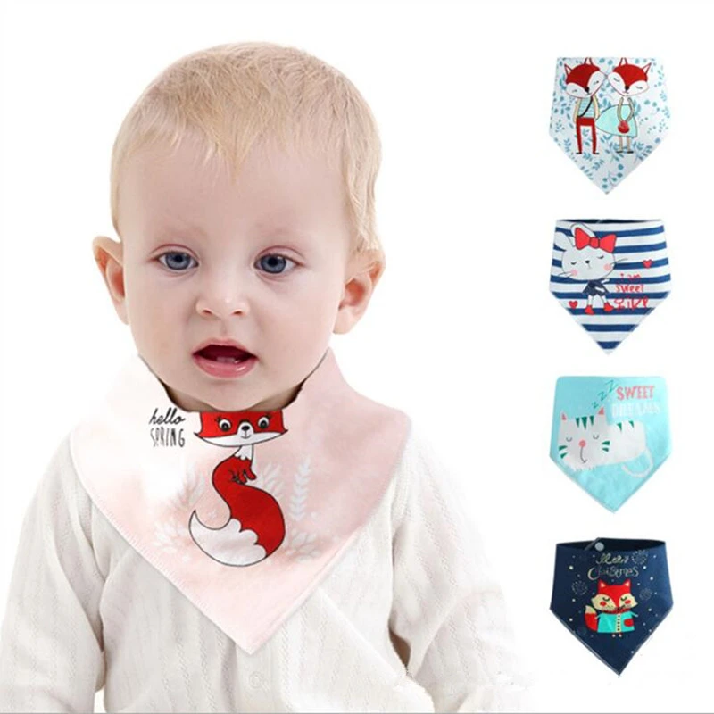 High Absorbent Baby Bibs Cotton Cortoon Baby Bandana Bibs Burp Cloth for Infant Boys Girls Toddler Drool Bibs Meal Collar Apron