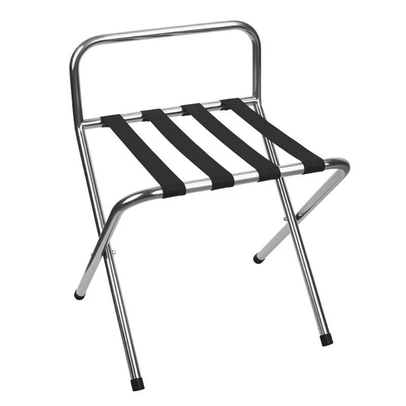 OEM 201 Stainless Steel Black Nylon Strap Durable Foldable Modern Commercial Leisure Home Hotel Hospital Luggage Rack