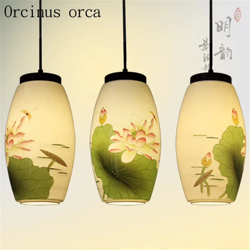 

Новая керамическая люстра в китайском стиле для ресторана, кабинета, спальни, теплая люстра из цельного дерева, бесплатная доставка