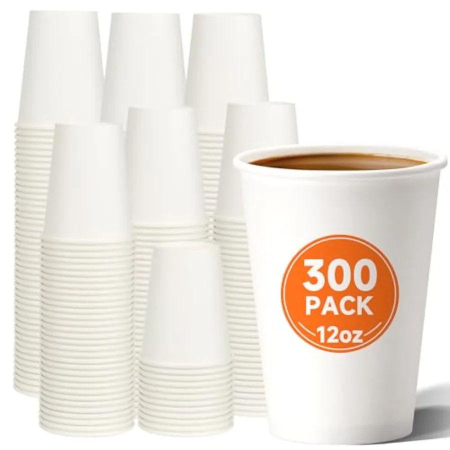 

12 oz Disposable Paper Coffee Cups [], Hot Coffee Cups 12 oz, Thickened Design for Cafes, Bistros, Parties, and Events