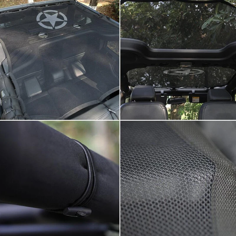 Para 2007-2015 2016 2017 2018 Jeep Wrangler JK 4 puertas parasol Eclipse cubierta superior estrella techo malla proporciona cubierta de protección UV