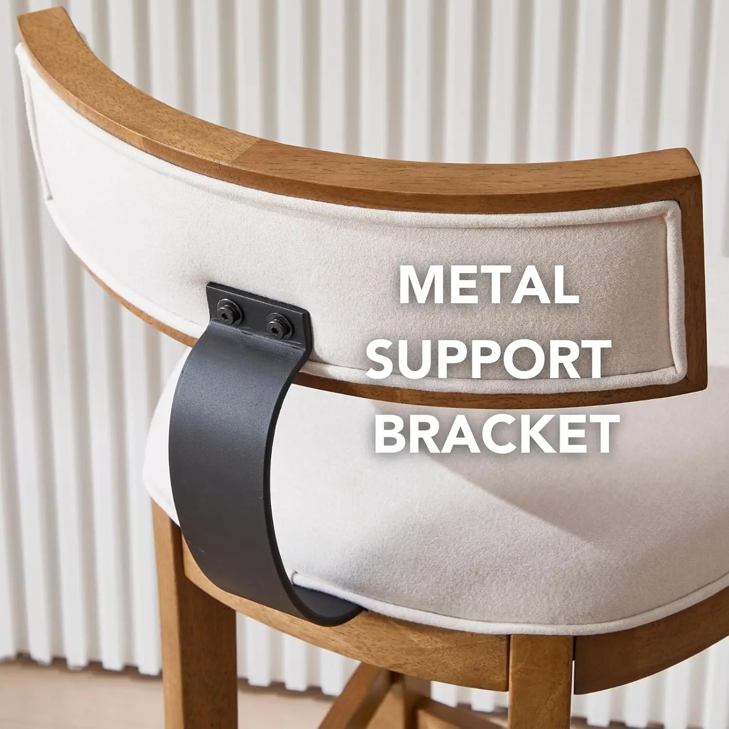 Rústico Madeira Contador Altura Bar Stools, conjunto de 4, fezes para cadeira, contador, linho estofado, 26,5 polegadas