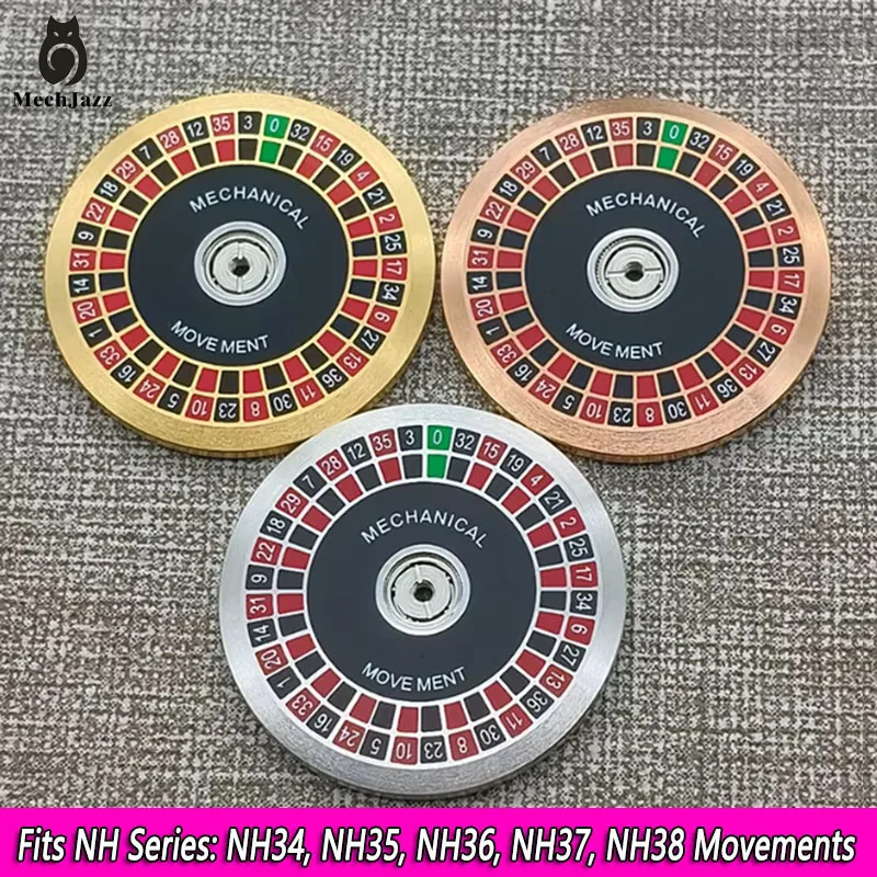 MechJazz Roulette Pattern Oscillating Weight Compatible with Seiko NH Series Movement,Enamel Colored Watch Mod Replacement Rotor