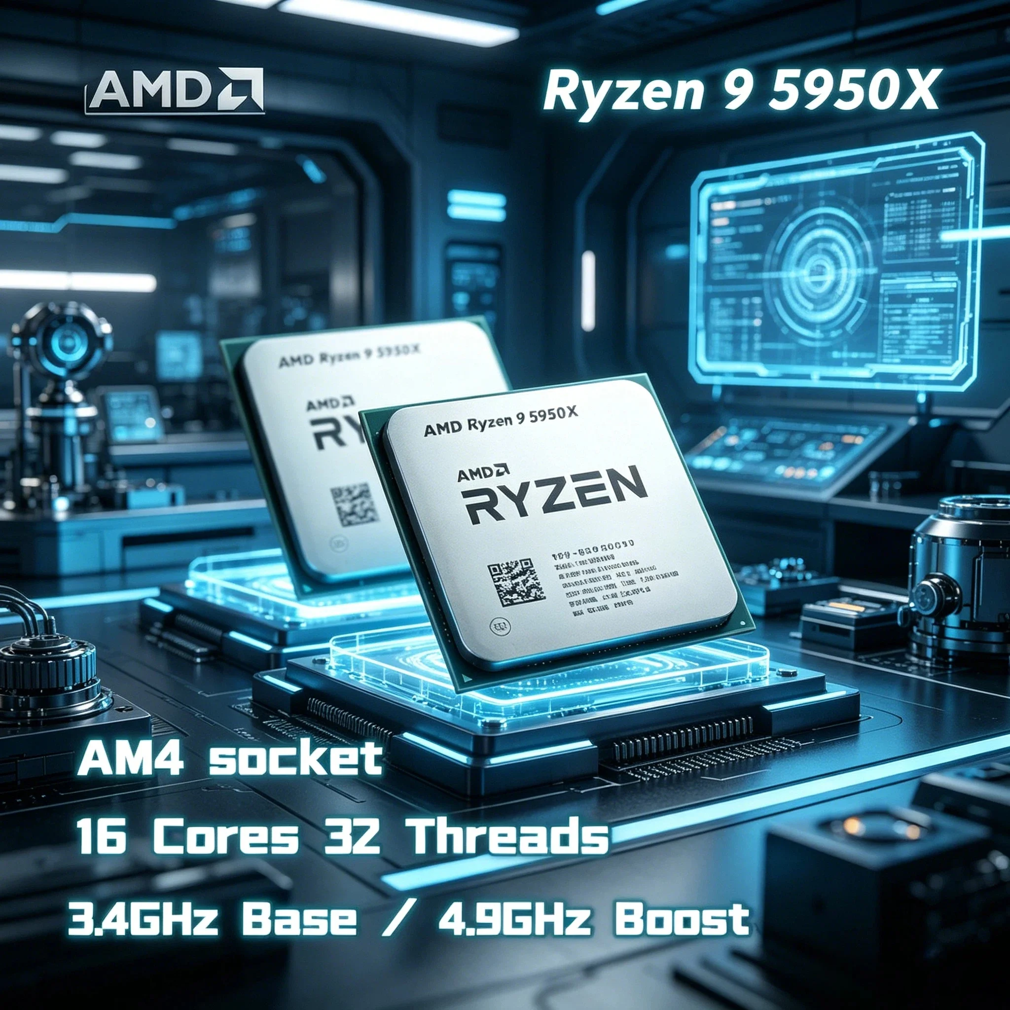 AMD Ryzen 9 5950X Nuevo, 16 Núcleos, 3.4GHz, Serie Ryzen 9 5000, Vermeer Zen 3, Socket AM4, 105W, 16 Núcleos, 32 Subprocesos, CPU de Escritorio Profesional