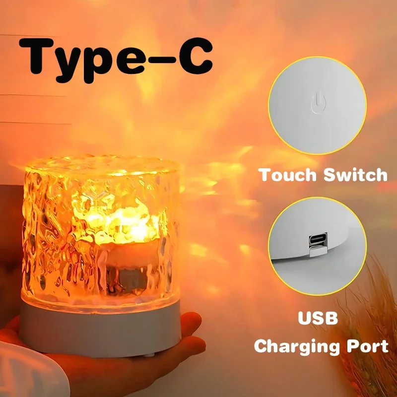 Imagem -05 - Lâmpada de Mesa Led Ripple de Água Projetor de Chama Luz Noturna Rotativa Sala de Jogos Decoração do Quarto Presentes 16 Cores