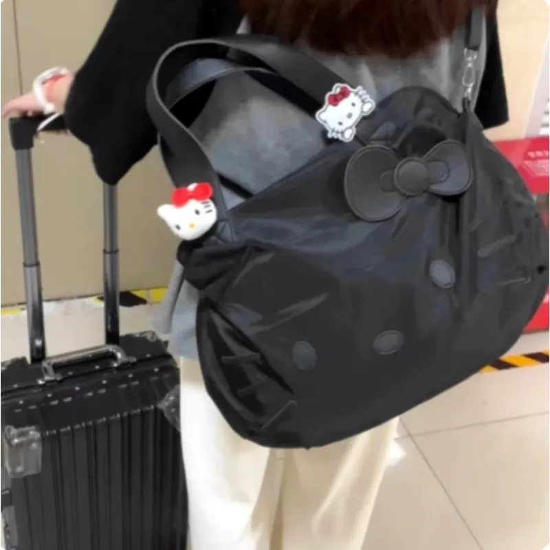 

New Sanrio Hello Kitty Y2K Shoulder Bag Cute Folding BigTravel Bag San Liou Casual HandbagCartoon Versatile Handbag Portable