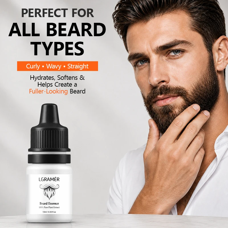 Sérum de croissance de la barbe pour hommes, nourrit les follicules pileux du visage, réduit la chute de la barbe, allonge et renforce la barbe, crée une barbe naturelle, soin de la barbe