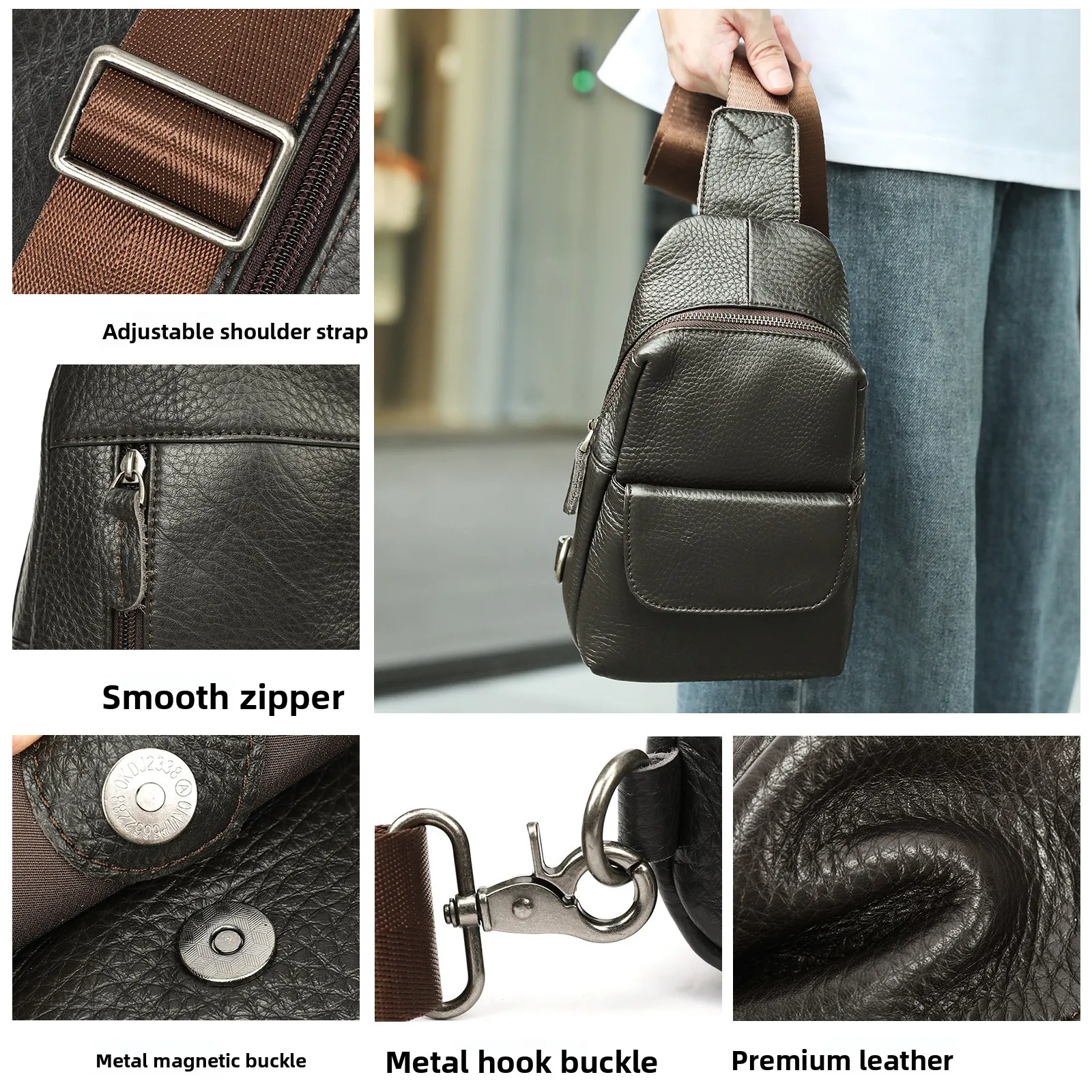 남성용 최고급 소가죽 바파 싱글 숄더백 크로스백 가방 고급 가죽 가을 겨울 가방