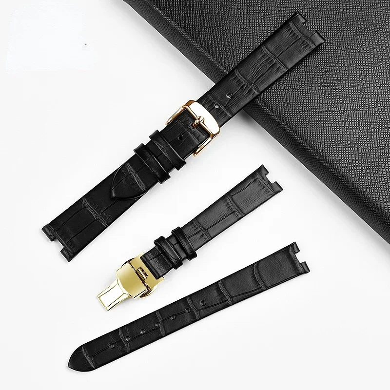 Genuine Leather Watchband for Rado Crystal Coupole R2285415 Male Female Notch Butterfly Buckle Watch Strap Accessories14 18mm