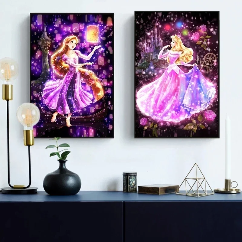 Disney Cartoon Rapunzel Cinderella Wall Art Canvas Painting Posters and Prints Wall Pictures for Living Room Home Decor