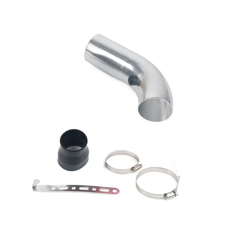 Liga de alumínio de alumínio 3 "75mm sistema de entrada de ar frio para carro turbo tubo de indução kit guia de entrada prata